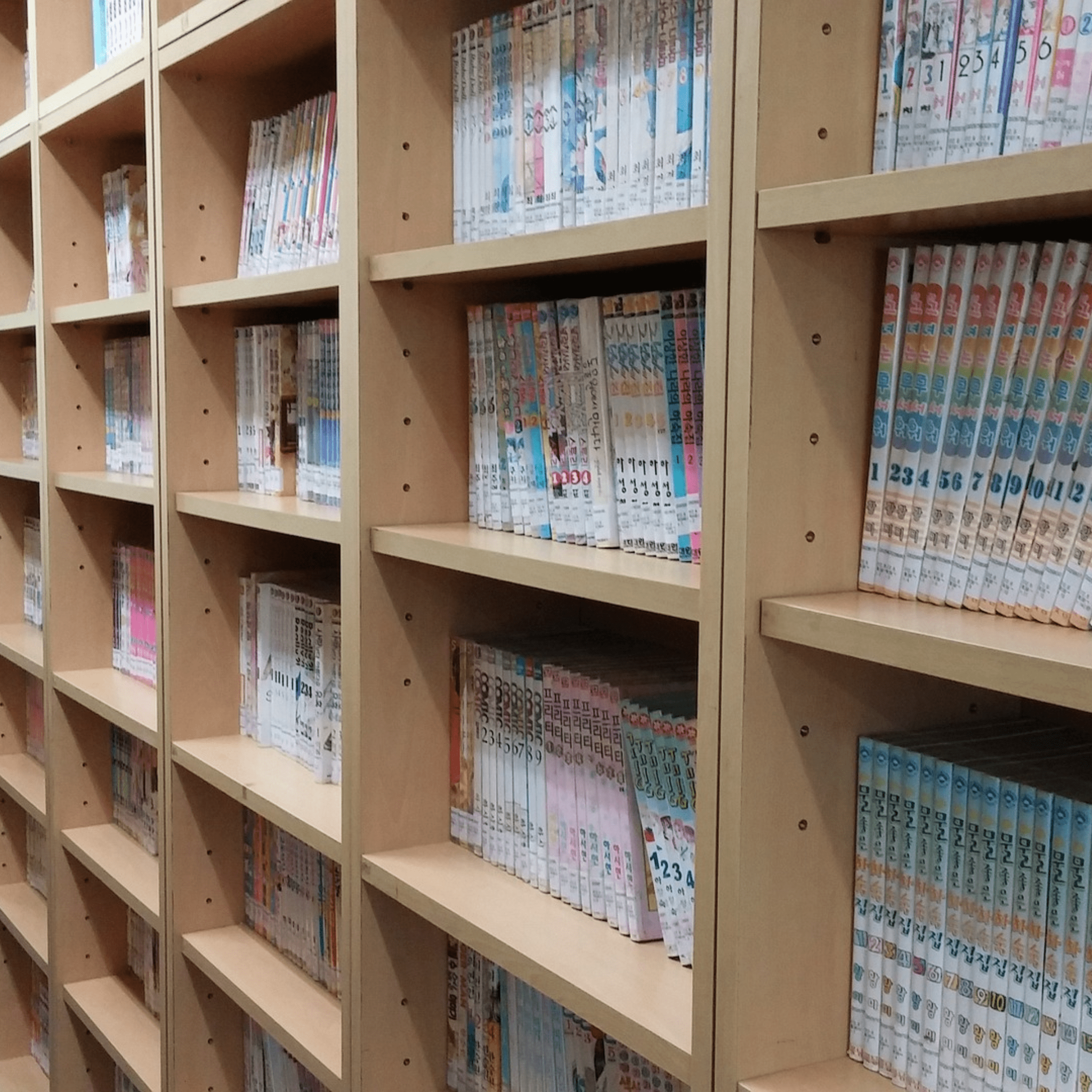 Shelf full of comic books and manga