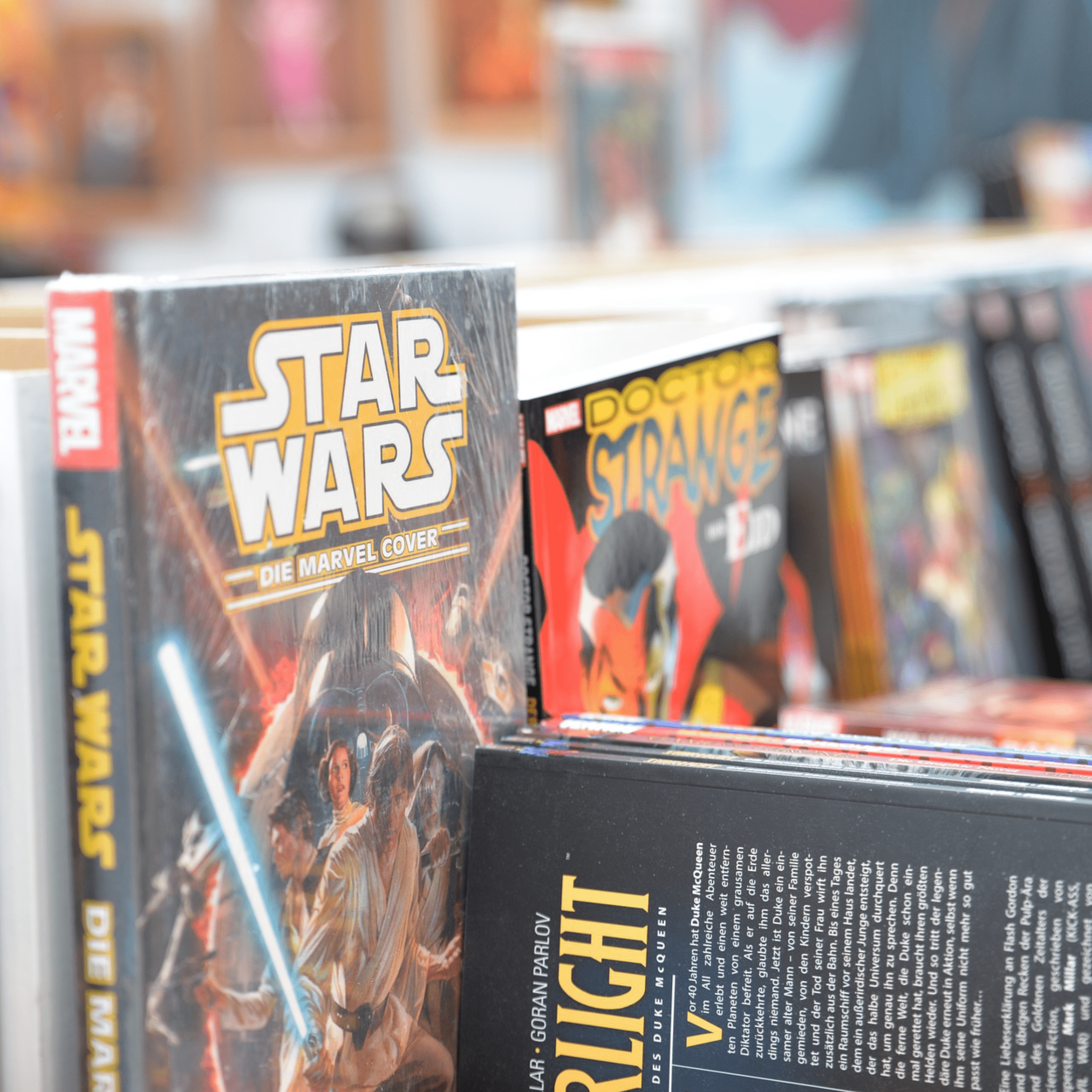 Comic books, manga, and graphic novels on display